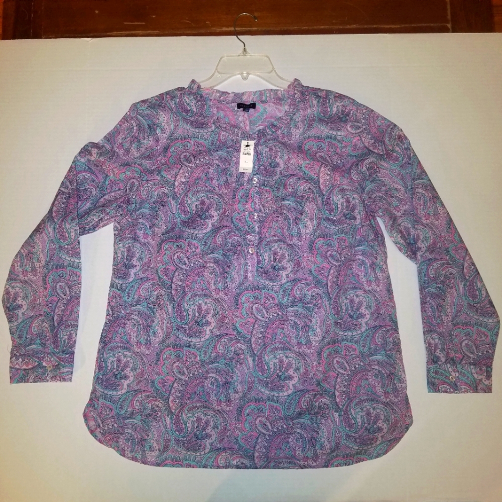 TALBOTS LADIES BUTTON DOWN BLOUSE NEW WITH TAGS
